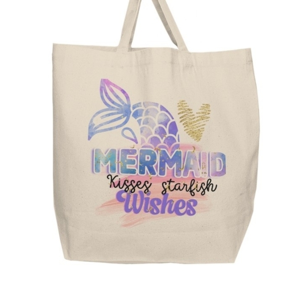 Mermaid Kisses Starfish Wishes Custom Tote Bag - Picture 2 of 3